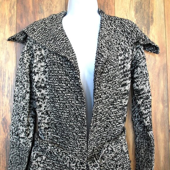 GAP Sweaters - GAP Women's Black/White Wool & Cotton Belt Wrapped Cardigan M